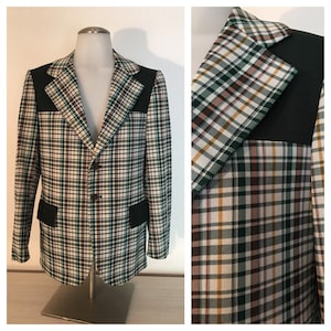 Vintage Polyester Green And White Checkered JCPenny Ladies Blazer ~ Circa 1960&#39;s / 1970&#39;s ~ This Blazer Looks To Have Never Been Worn