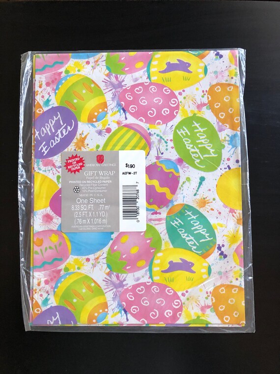 Vintage Package of American Greetings Easter Gift Wrap ~ Never Opened NOS Sheet Of Vintage Happy Easter Wrapping Paper ~ FREE Shipping!!
