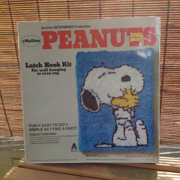 1965 Never Opened Peanuts Snoopy And Woodstock Latch Hook Kit ~ Wall Hanging Or Area Rug ~ United Features Syndicates, Inc ~ By Malina