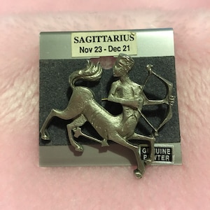 Never Worn Vintage Genuine Pewter Sagittarius Brooch Signed CAMCO ~ On The Original Card