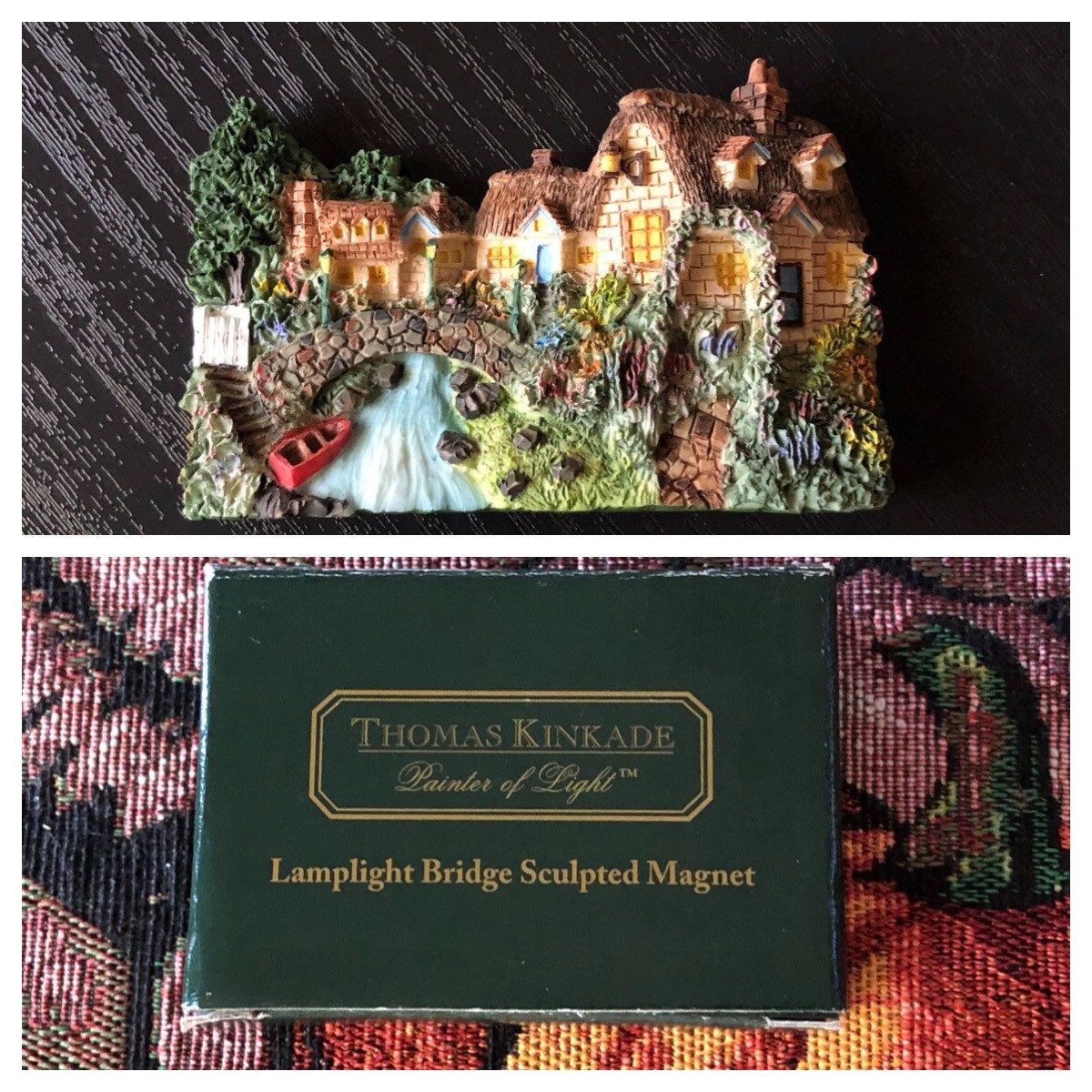 & Village Magnets Set Of 2 Thomas Kinkade Painter of Light Lamplight Bridge 