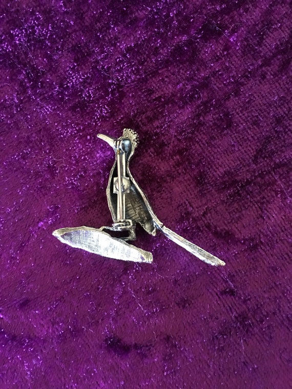 Vintage Silvertone Roadrunner Brooch ~ Rare To Fi… - image 6