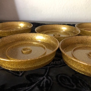 SOLD INDIVIDUALLY Couroc of Monterey California Vintage Mid Century Gold Glitter Coasters ~ Gold Glitter Coaster Replacement ~ FREE Shipping