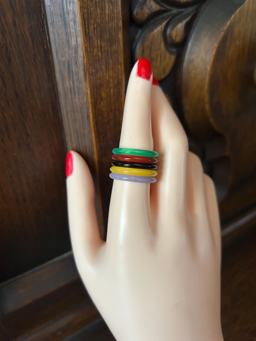 Translucent Band Vintage New Colorful Translucent Lucite Ring Bands in Size 8 1/2 ...