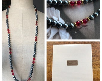 Never Worn RARE and Fabulous Long Avon Caviar Collection Beaded Necklace In The Original Box Dated 1988 ~ Absolutely Stunning! FREE SHIPPING