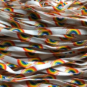 Vintage Wonderful Colorful Rainbow And Heart Shoelaces ~ Deadstock Never Used From The 1980's ~ Rainbows and Hearts ~ FREE SHIPPING!