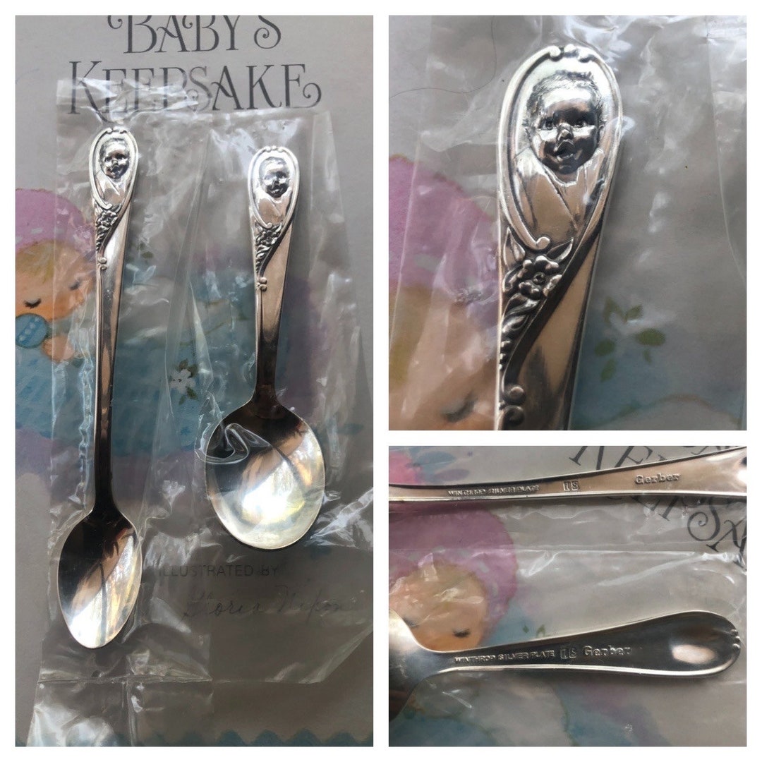 Vintage New Winthrop Silver Plated Gerber Baby Feeding Spoons in the