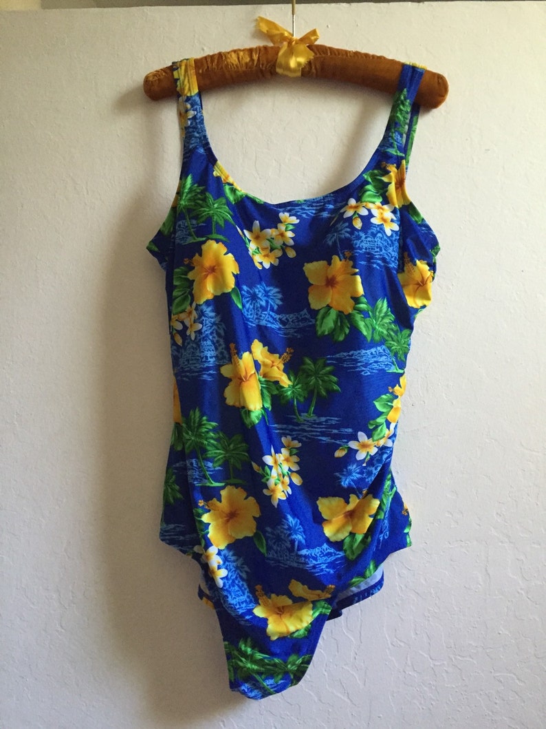 Vintage Hawaiian Print Bathing Suit Never Worn Beautiful Etsy