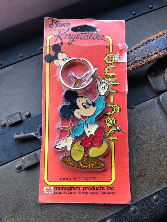 Vintage Disney Mickey Mouse Keychain Mickey Wearing Blue Polka Dot