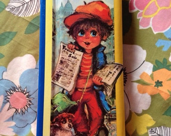 Never Used Adorable Vintage Photo Album Featuring A Big Eyed Newspaper Boy  With A Puppy ~ 1970&#39;s ~ Made In Japan