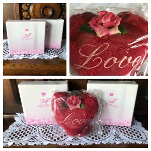 New In The Box Vintage Avon Hanging Rose Scented Decorative Red Heart Sachet That Says &quot;Love&quot; On It ~ Pretty Valentine&#39;s Day Gift For Her!