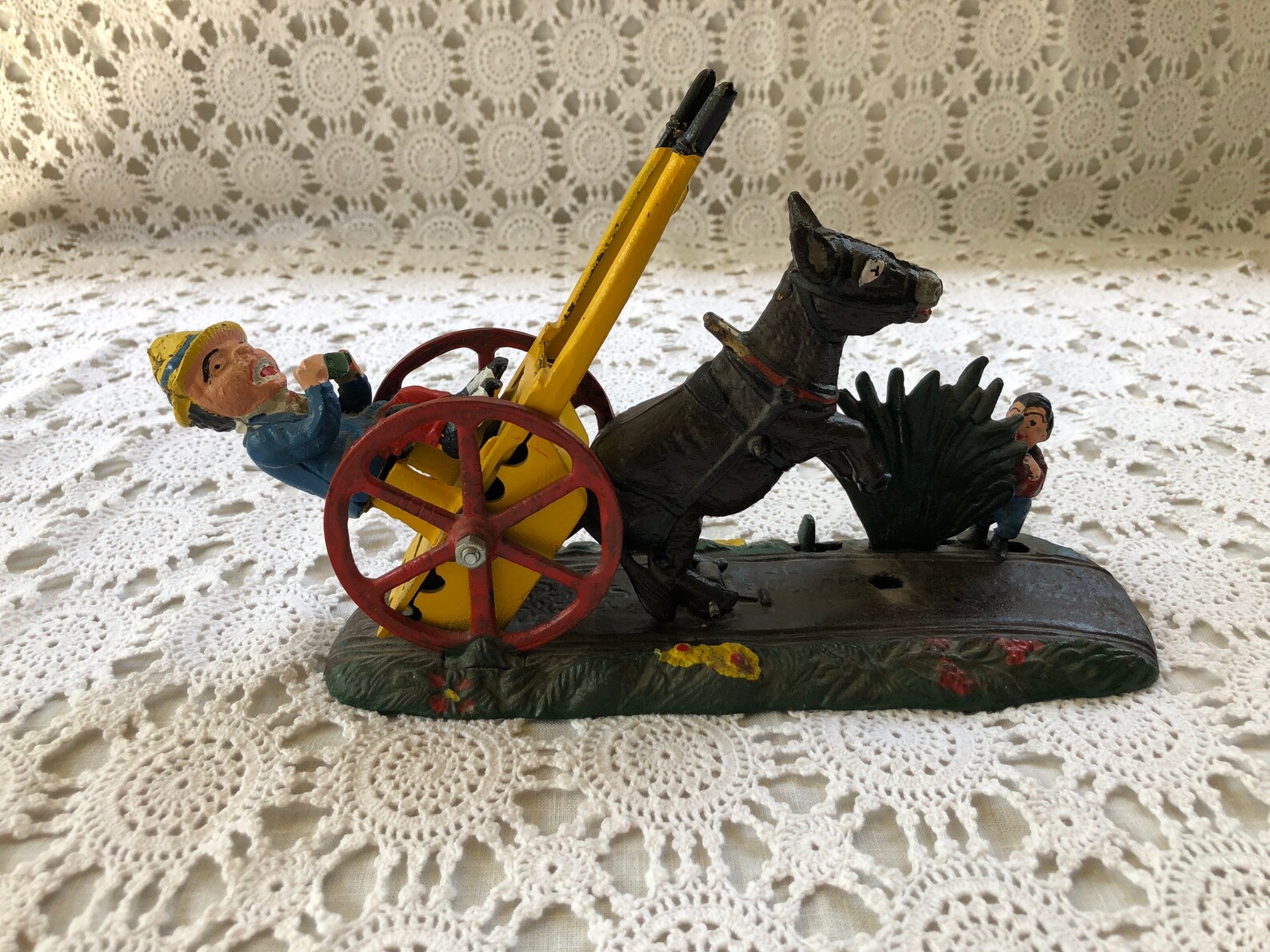 Vintage Mechanical Cast Iron Donkey Cart Bank Driver Is Etsy