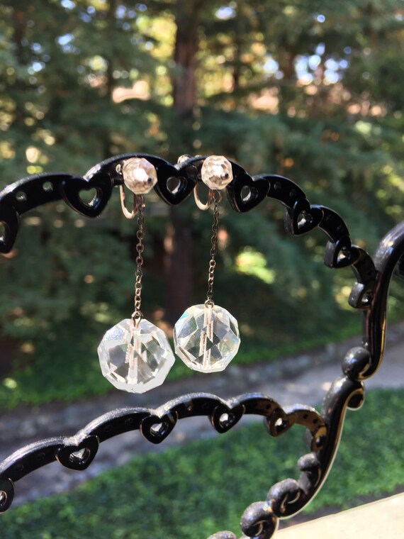 Stunning 1920's Sterling Silver Dangling Faceted … - image 4