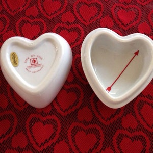 Vintage Heart Shaped Glass Jewelry Box Trinket Box Adorned With Two Hearts With Unused Original Candle Inside Sweet Love image 3