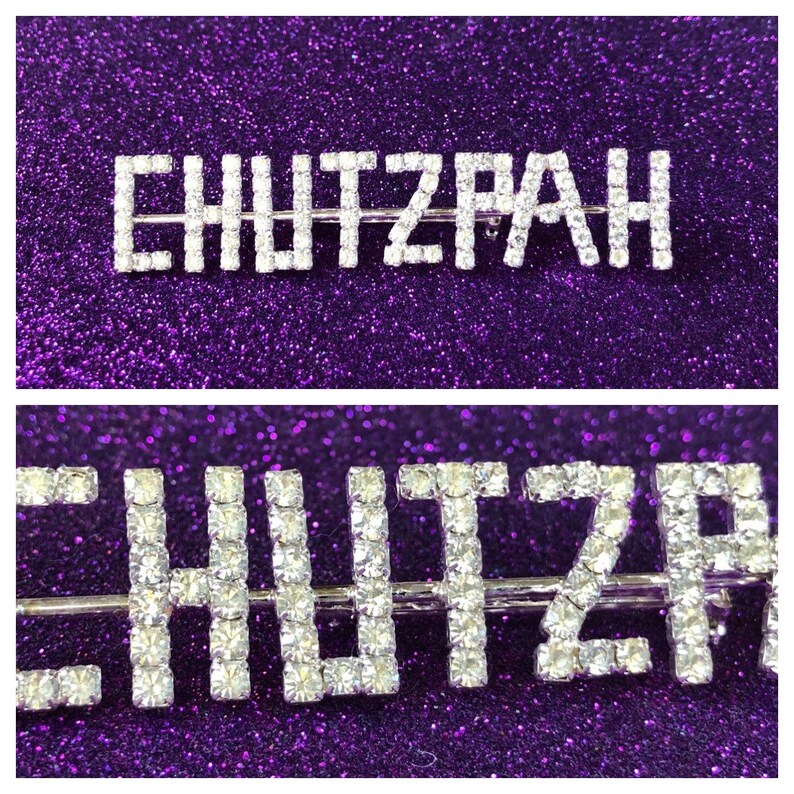 Fantastic Vintage Sparkling Rhinestone CHUTZPAH Brooch In A Silvertone Setting ~ Rare Brooch To Find ~ FREE Shipping!!