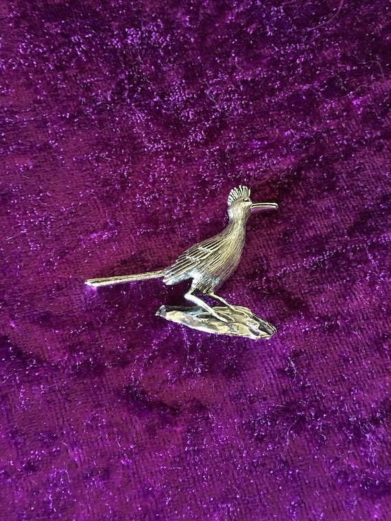 Vintage Silvertone Roadrunner Brooch ~ Rare To Fin