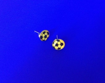Clear Bubble Lucite Soccer Ball Stud Earrings ~ Retro Soccer Jewelry At Hope Knows Vintage ~ Soccer Balls ~ Soccer Jewelry ~ FREE Shipping!