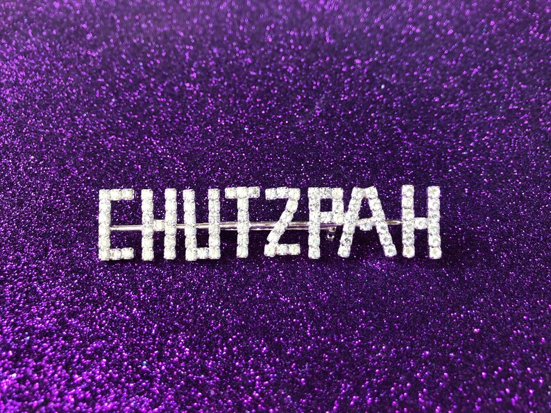 Fantastic Vintage Sparkling Rhinestone CHUTZPAH Brooch In A Silvertone Setting ~ Rare Brooch To Find ~ FREE Shipping!!