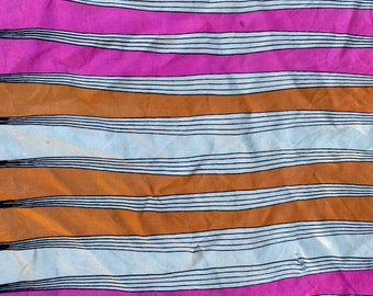 Vintage 1960 Geometric Designer Vera Scarf : Pink, Orange, White & Black Stripe