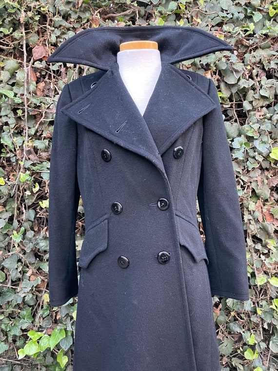 Beautiful Vintage Black Wool Long Peacoat - image 5