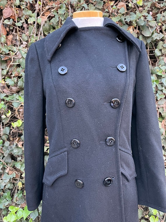 Beautiful Vintage Black Wool Long Peacoat - image 2