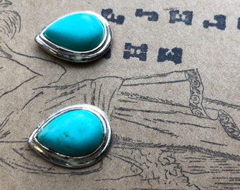 Sterling Silver & Turquoise Teardrop Post Earrings