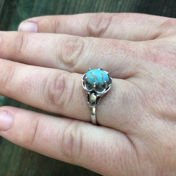 Vintage Sterling Silver & Turquoise Czech Hubbell… - image 6