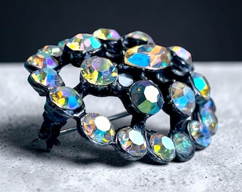 Broszka z kryształkami Juliana D&E Aurora Borealis w stylu vintage