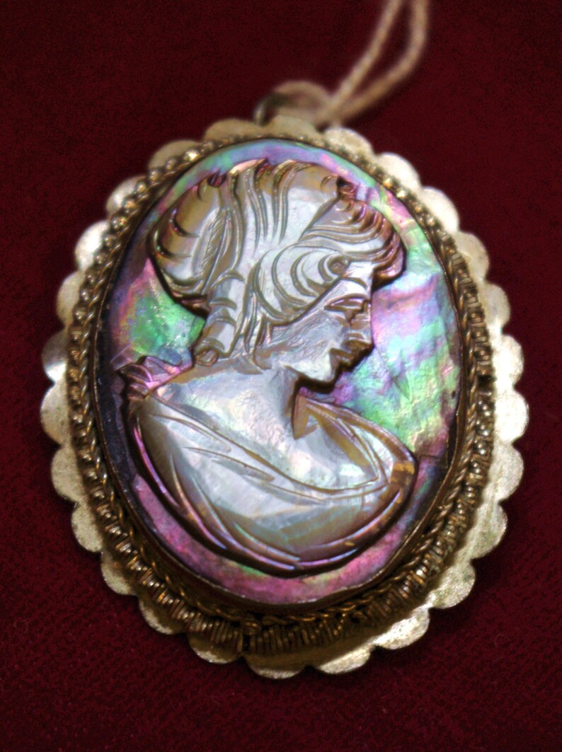 Antique Abalone Carved Shell Cameo Pendant - Etsy
