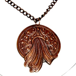 Beautiful Copper Art Nouveau Water Pouring Pendant Necklace