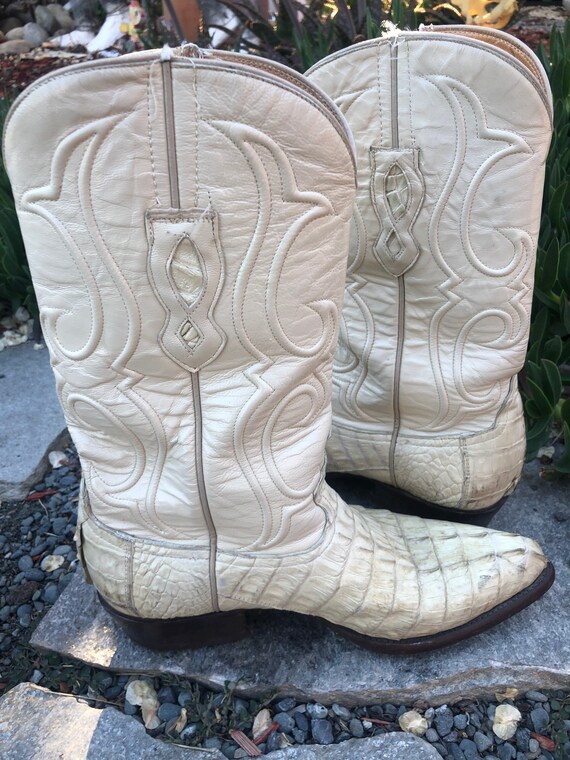 white alligator boots
