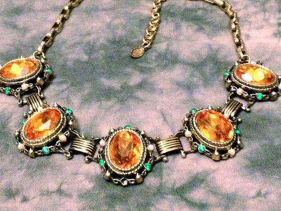 Incredible Victorian Bookchain Chunky Citrine & Pe