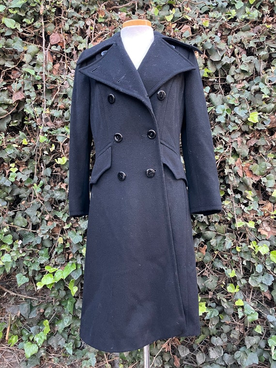 Beautiful Vintage Black Wool Long Peacoat - image 3