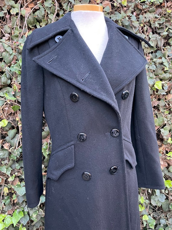 Beautiful Vintage Black Wool Long Peacoat - image 4