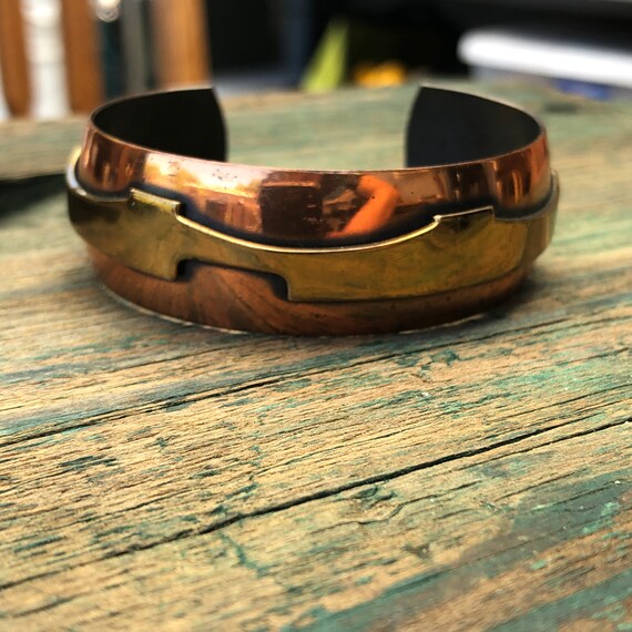 Vintage Mixed Metal Copper & Brass Cuff Bracelet M
