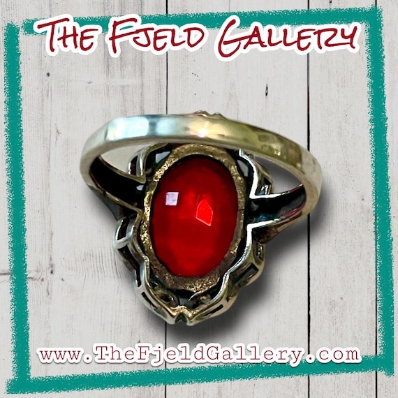 Ruby & Marcasite Sterling Silver Ring - image 7