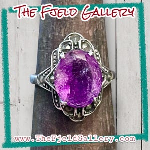 Art Deco Amethyst & Marcasite Sterling Silver Ring