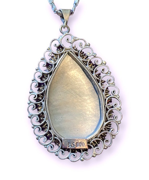 Fine 800 Silver Abalone & Mother of Pearl Carved … - image 5