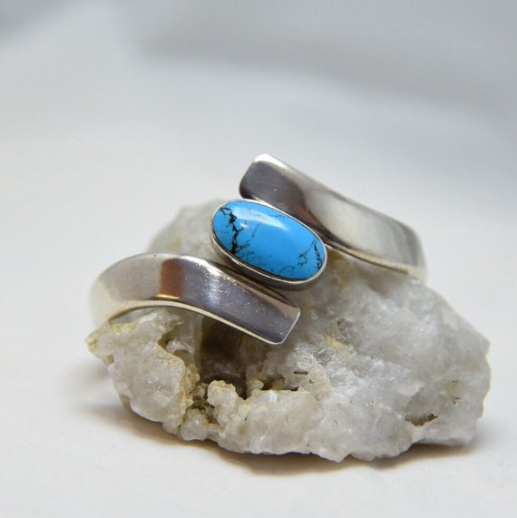 Vintage Sterling Silver & Turquoise Mexican Moder… - image 1