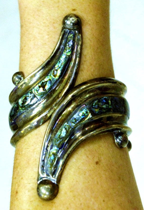 Gorgeous Sterling & Abalone Mexican Hollow Work Hi