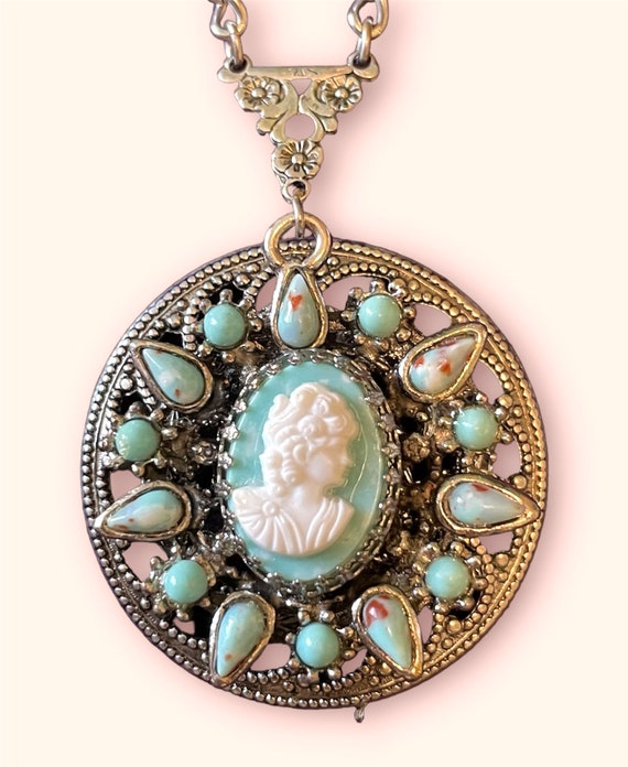 Vintage Silver Filigree Openwork Turquoise Blue Ce
