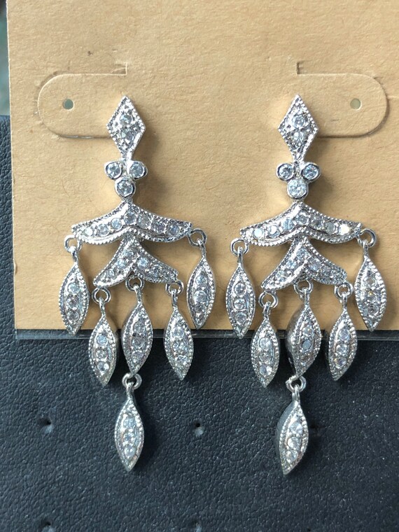 Sterling silver & white topaz chandelier earrings - image 2