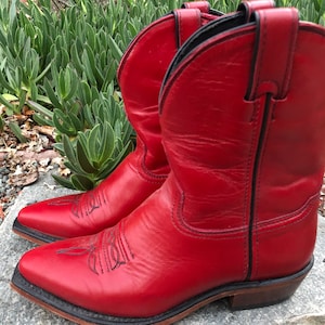 Vintage Red Leather Women’s Cowboy Boots Size 6-7.5