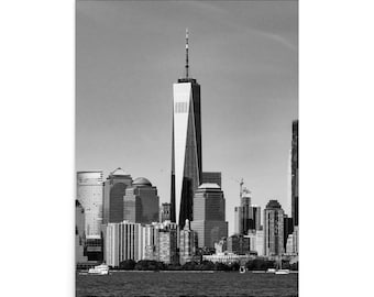 Lámina en blanco y negro del One World Trade Center, cuadro decorativo para la pared de la oficina con el horizonte de Nueva York