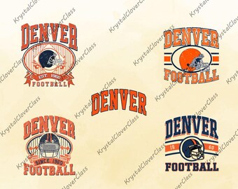 5 filer PNG Vintage Denver Football, Denver Football PNG, sportdesign, sublimeringsfotbollsgrafik, matchdag PNG, touchdownsäsong