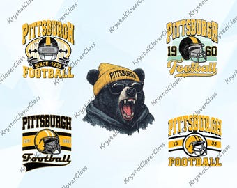 5 Files Png Pittsburgh Football, Retro Pittsburgh Football Png, American Football Fan Png, Gift For Football Fan, Sunday Football Png