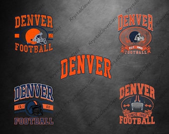 5 filer PNG Vintage Denver Football, Denver Football PNG, sportdesign, sublimeringsfotbollsgrafik, matchdag PNG, touchdownsäsong