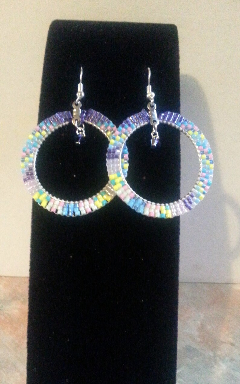 Lovely Pastel Colored Beaded Hoop Earrings Etsy