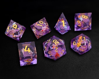 Resin Koi Liquid Core Dice Set, Polyhedral DND Dice