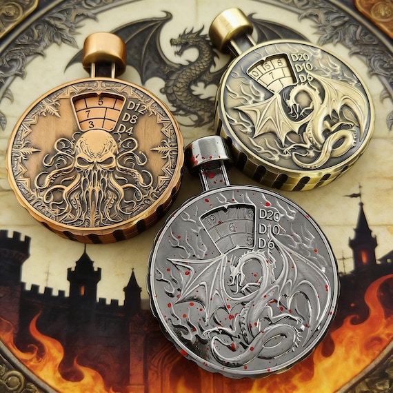 7-in-1 Press Dial Metal Dice+Box,DND Gift